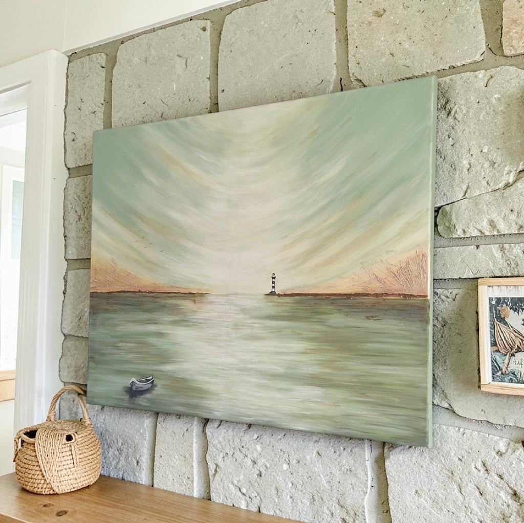 Abstract painting of a lighthouse 