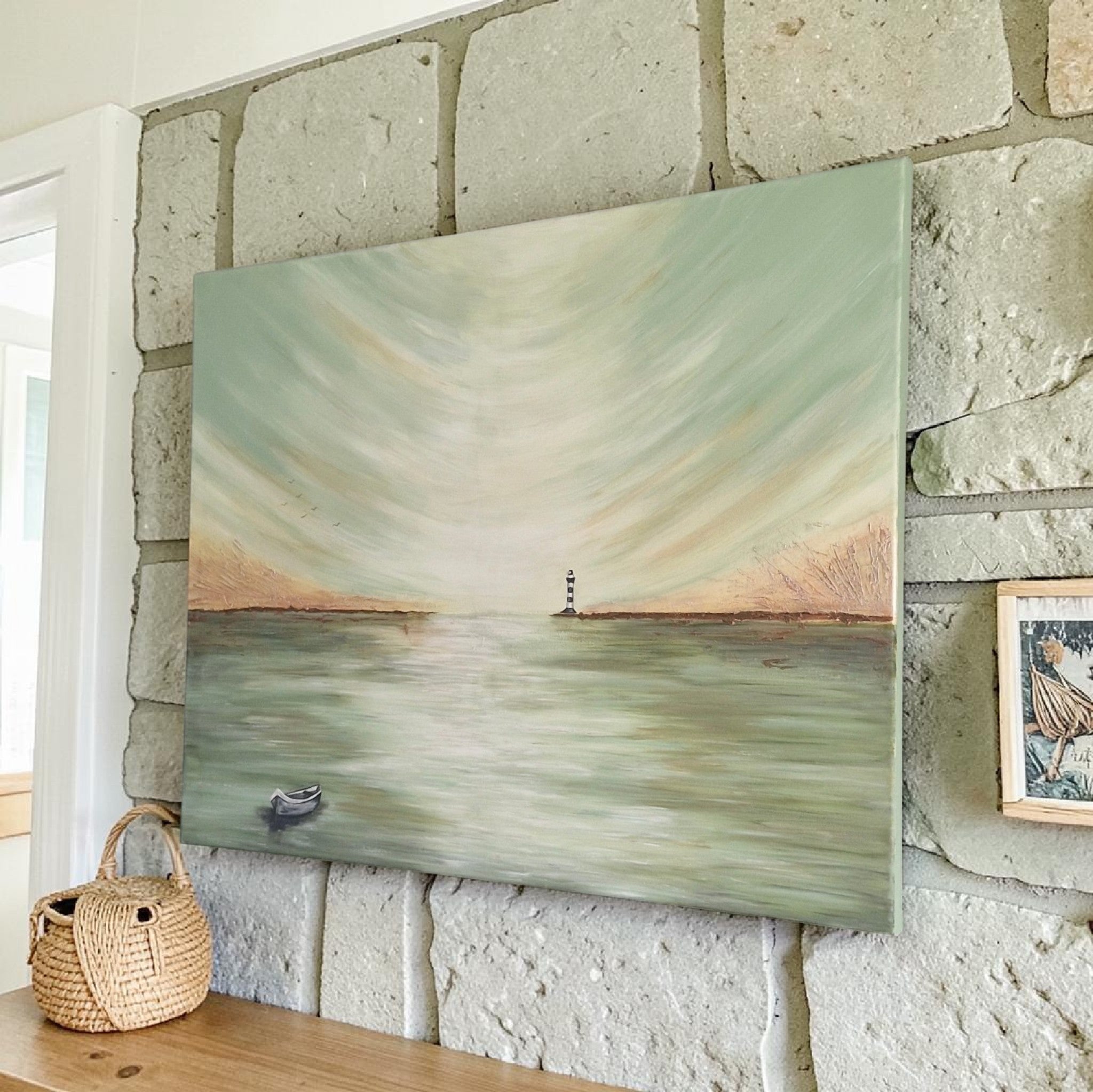 Abstract painting of a lighthouse 